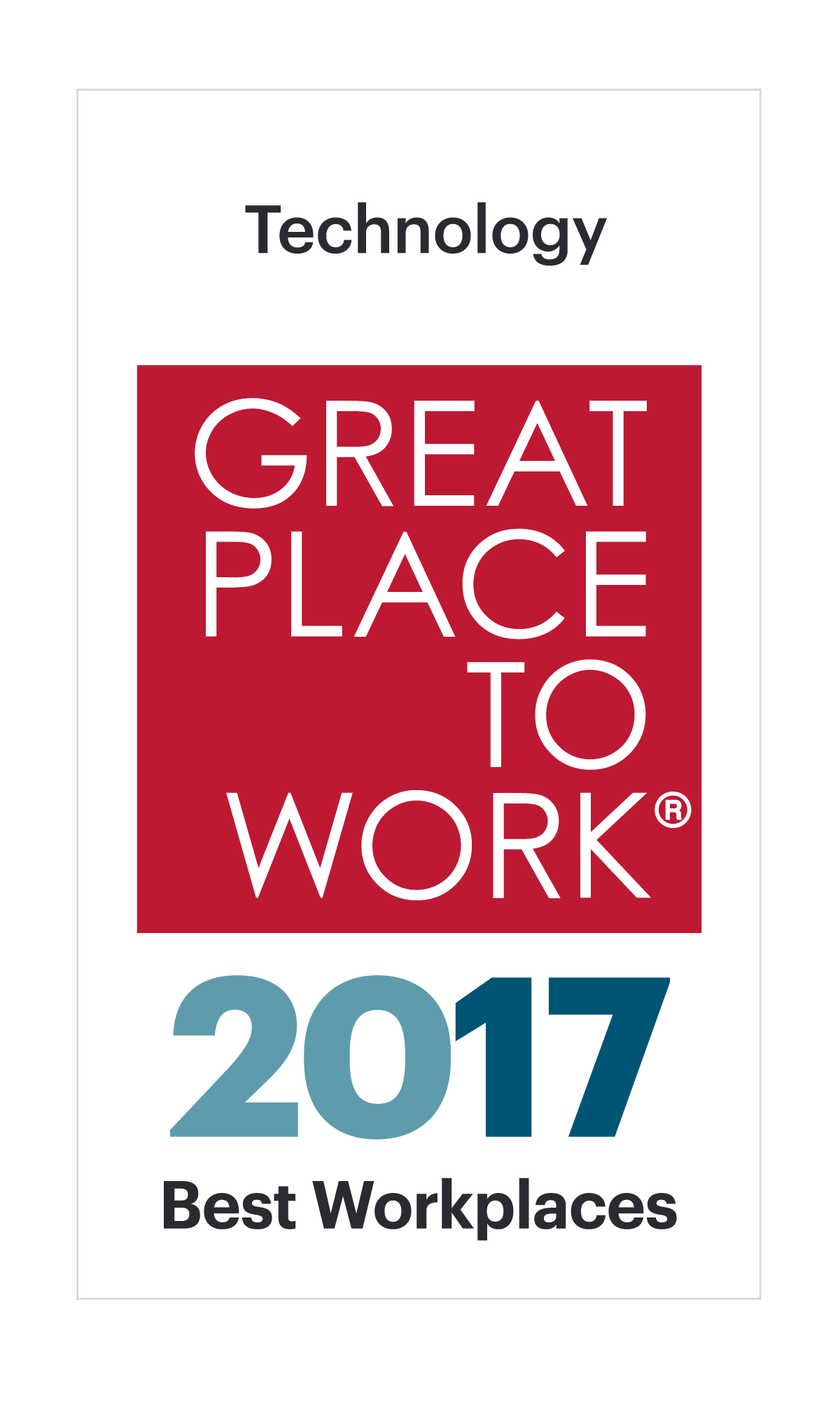 2017 Best Workplace in Technology by Great Places To Work