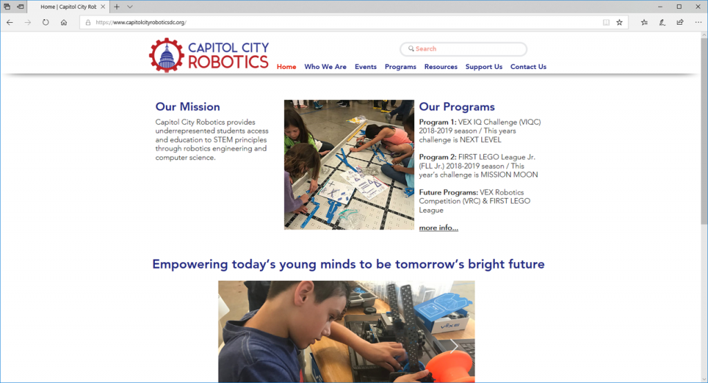 Capitol City Robotics Website Home Page