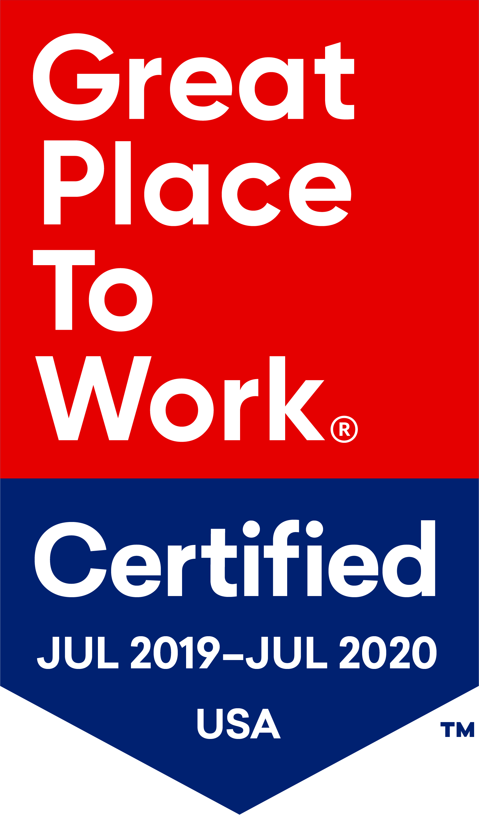 Great Place to Work Certified: July 2019- July 2020: