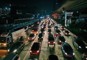 Street traffic at night