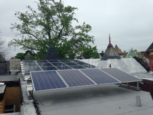 Solar panels on the roof of TCG headquarters.