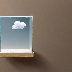 The image of a cloud in a box is Stable Diffusion with the prompt “a glass case with a cloud inside: photorealistic, 35mm”
